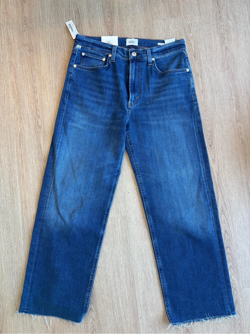 Citizens Of Humanity Dark Blue Cropped Straight-Leg Jeans